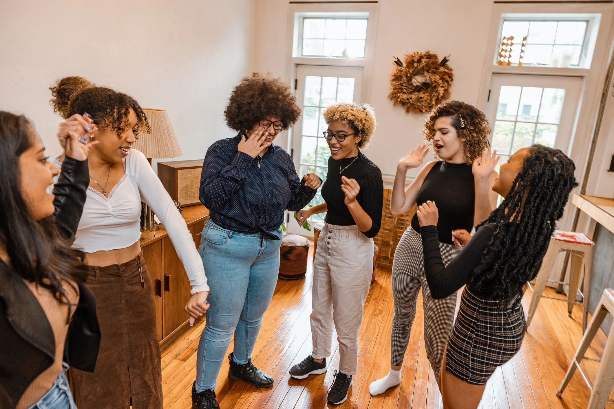 Group enjoying a lively club-style dance gathering